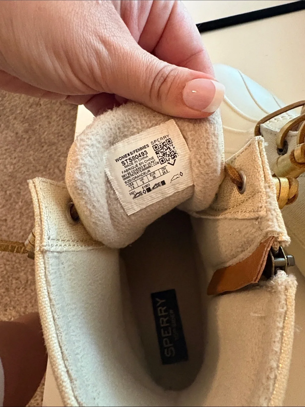Sperry Women's Cream Lace-Up Duck Boots - Cream/Gold Accents